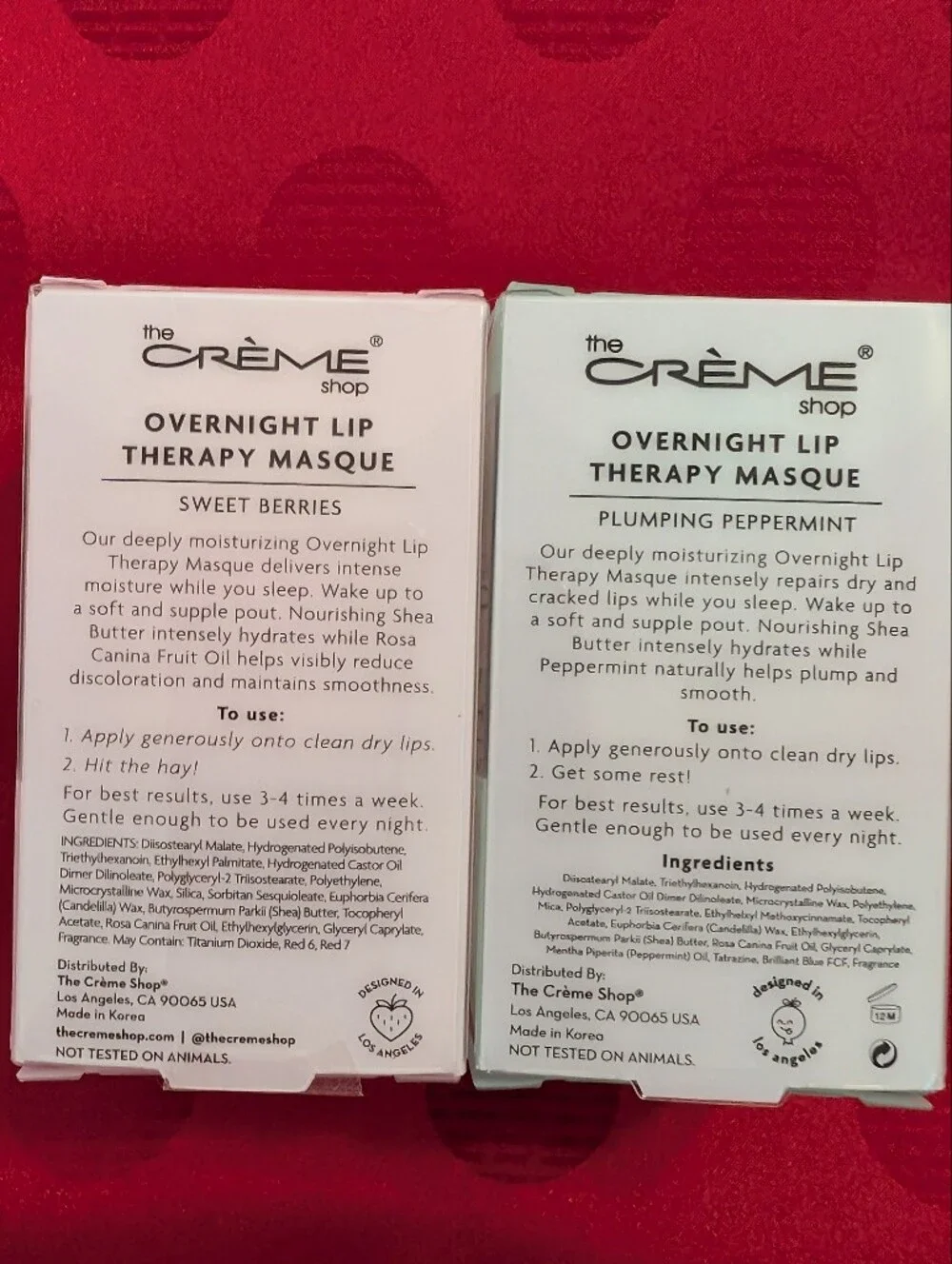 2 Overnight Lip Therapy Masque Sweet Berries & Plumping Peppermint Bundle